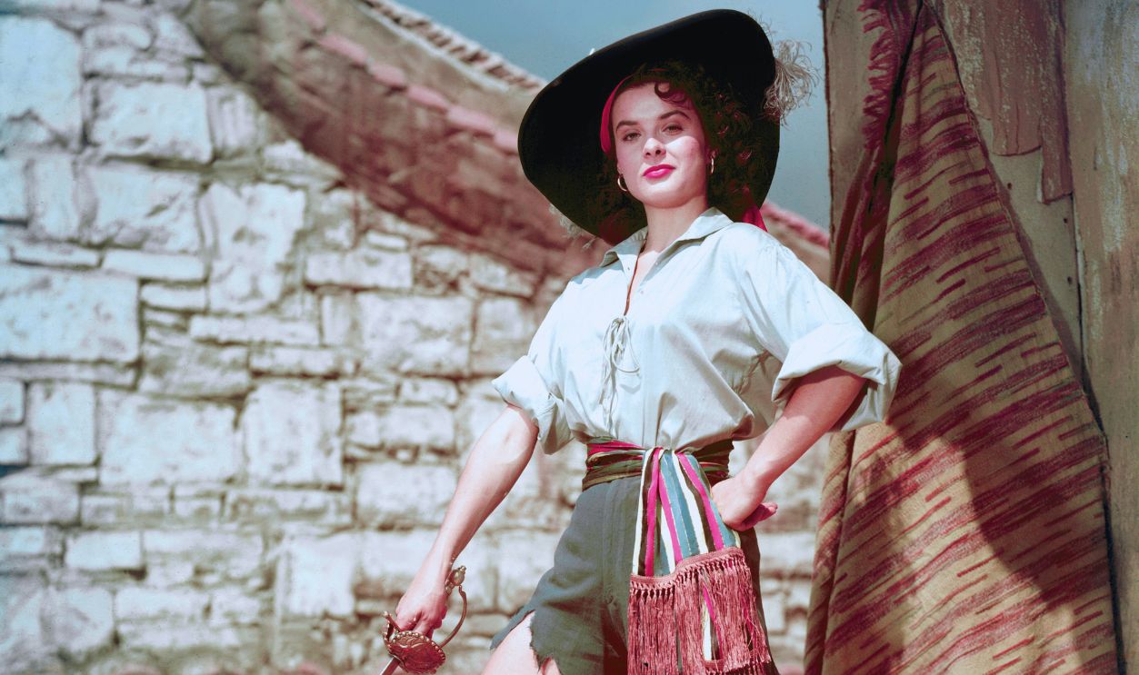 Gettyimages - 607386762, On the set of Anne of the Indies Hollywood screen goddess Jean Peters and star of 1951 movie 