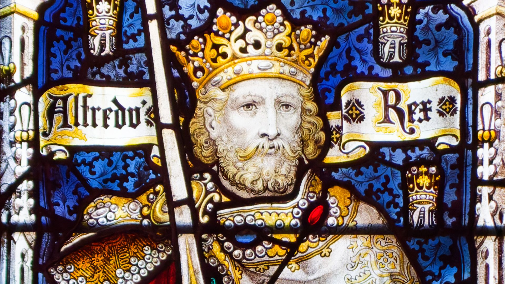 File:Panes depicting Alfred the Great - Bristol Cathedral - DSC 0025.jpg