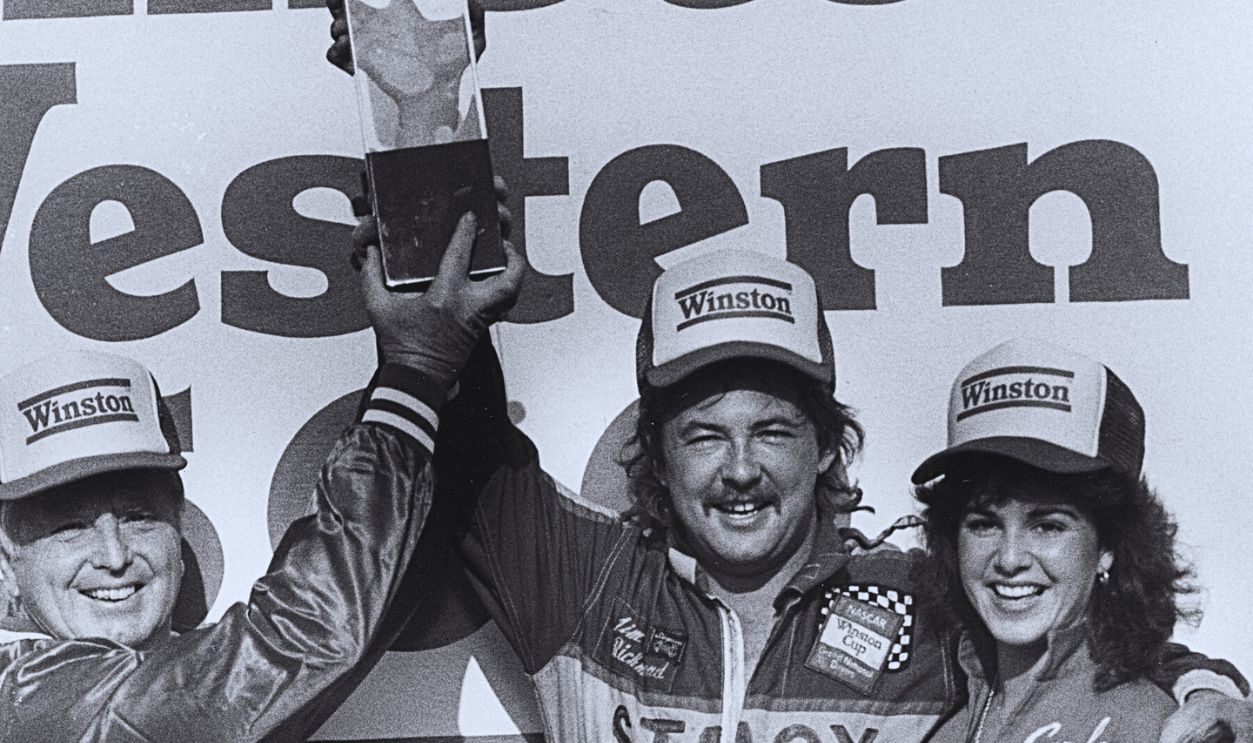 Gettyimages - 141972561, Tim Richmond - NASCAR Riverside VL 1982 RIVERSIDE, CA — November 11, 1982: Tim Richmond in victory lane at Riverside International Raceway after winning the Winston Western 500 NASCAR Cup race, his second career victory.
