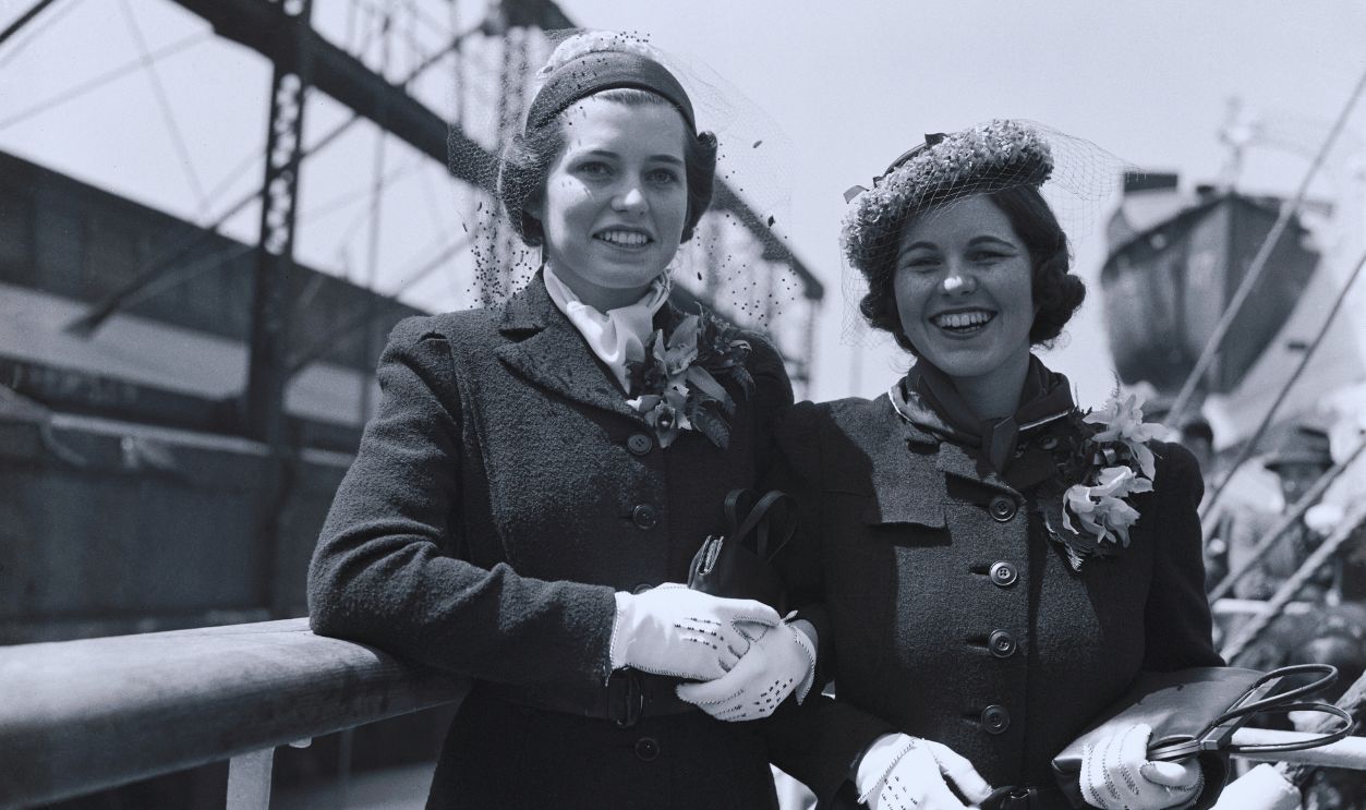 Gettyimages - 515428388, Eunice and Rosemary Kennedy on Ship Deck (Original Caption) Enroute to London to join their father Joseph P. Kennedy, U.S. Ambassador to the court of St. James, Eunice (left) and Rosemary Kennedy are pictured just before they sailed aboard the S.S. Manhattan today. Their mother and six brothers and sisters already are with the ambassador.