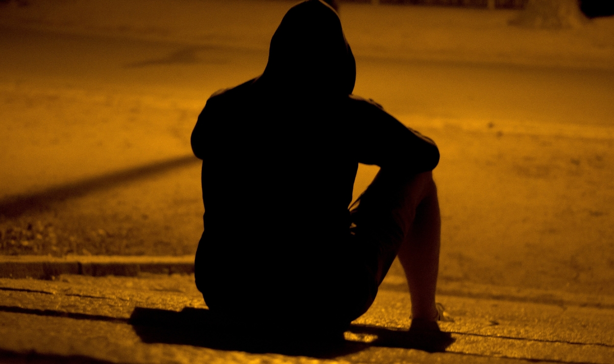 Man Lonely Park Night Dark