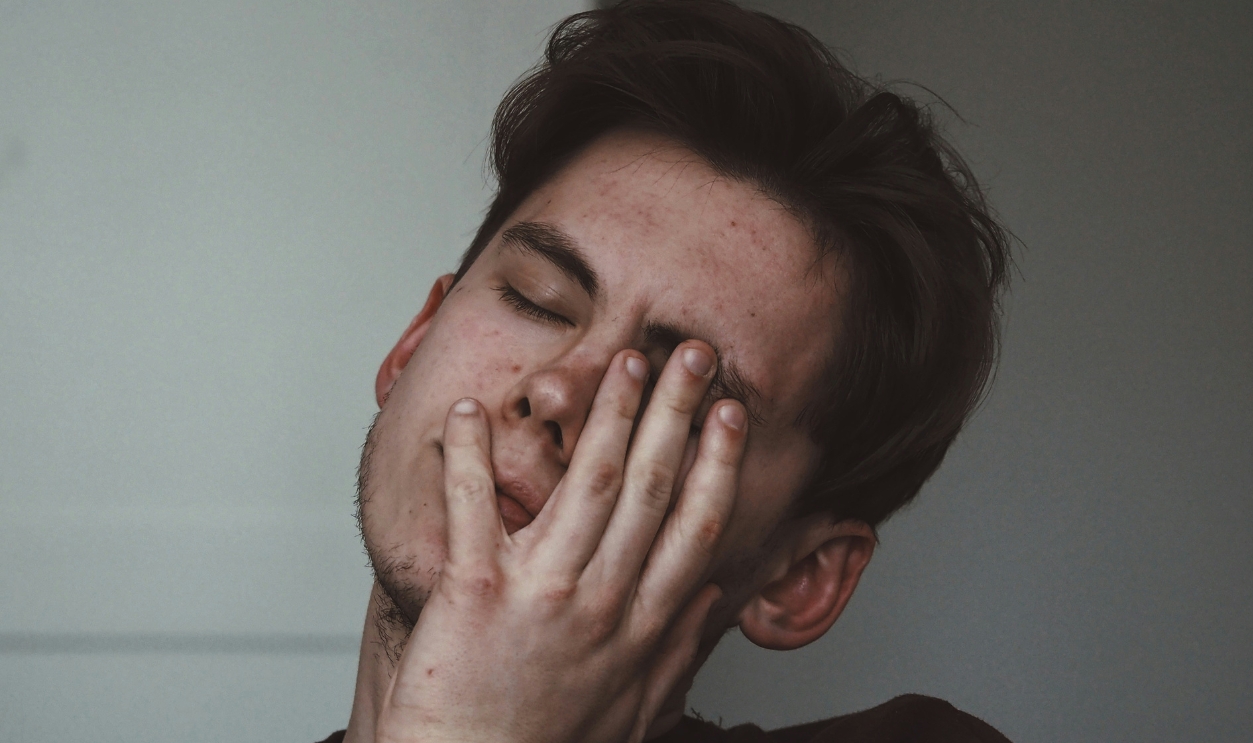 Man Wearing Black Crew Neck Top