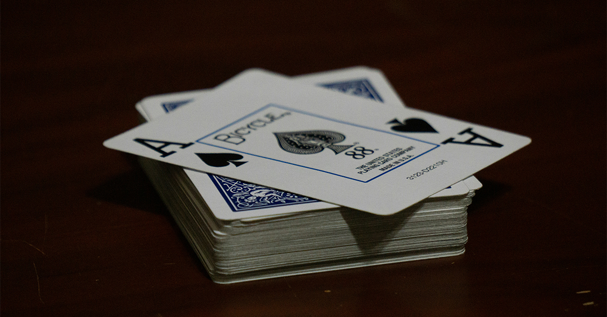 deck of cards with one turned up
