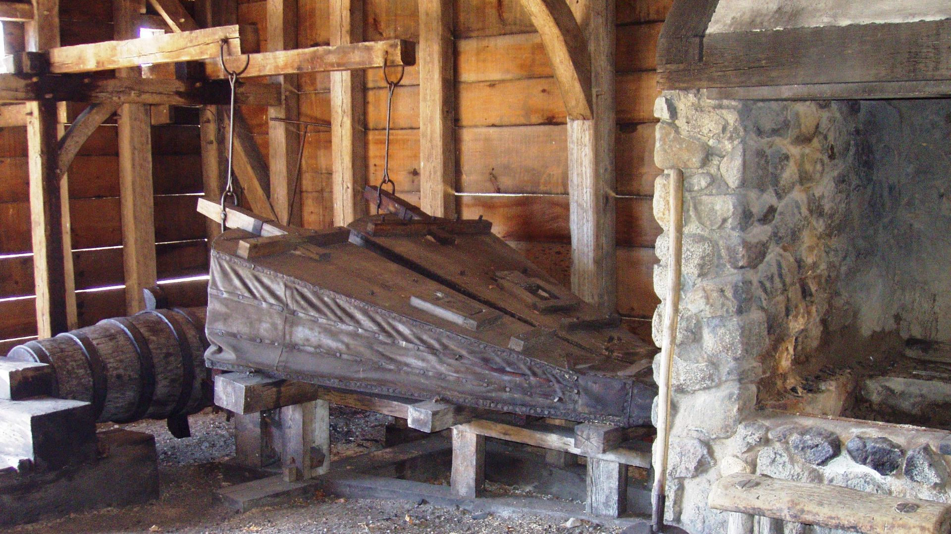 File:Saugus Iron Mill - forge with bellows.JPG
