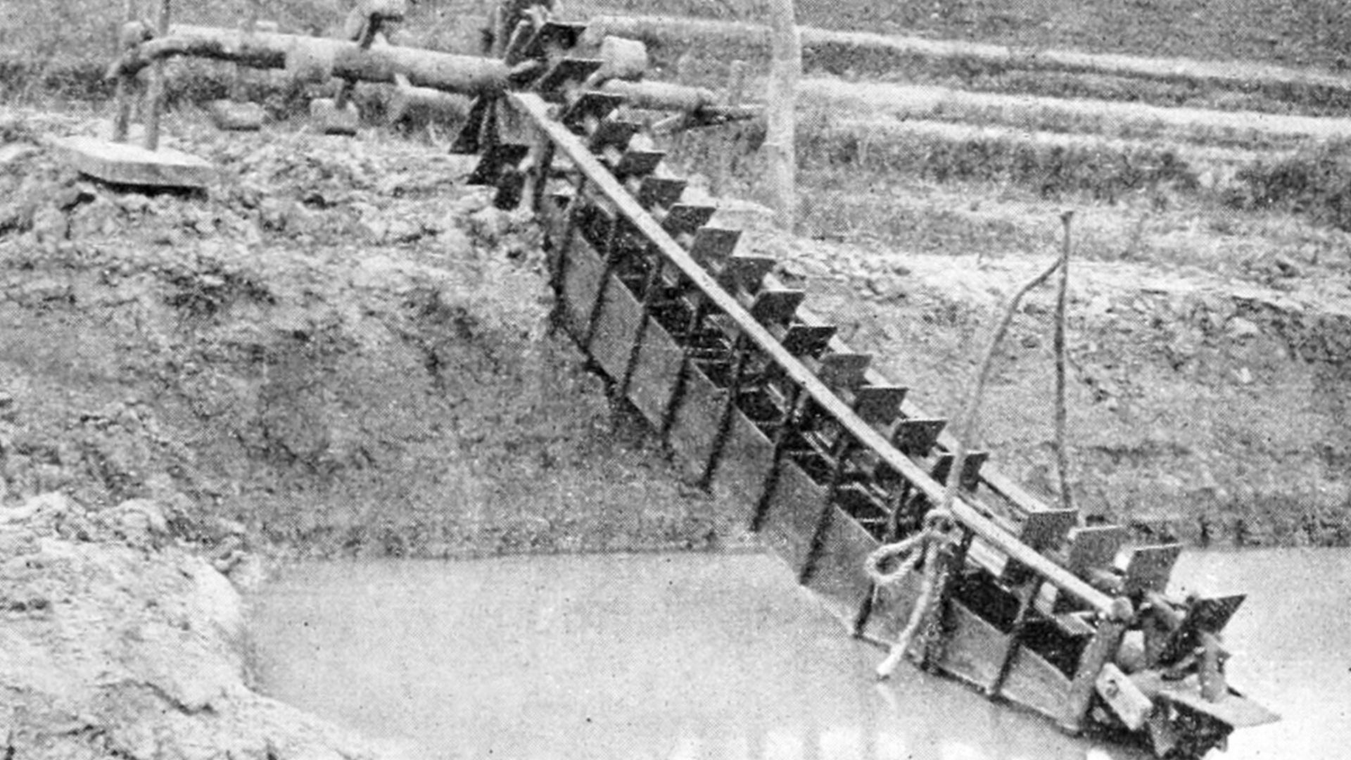 File:Farmers of forty centuries - foot-power and wooden chain pump used for irrigation, China.jpg