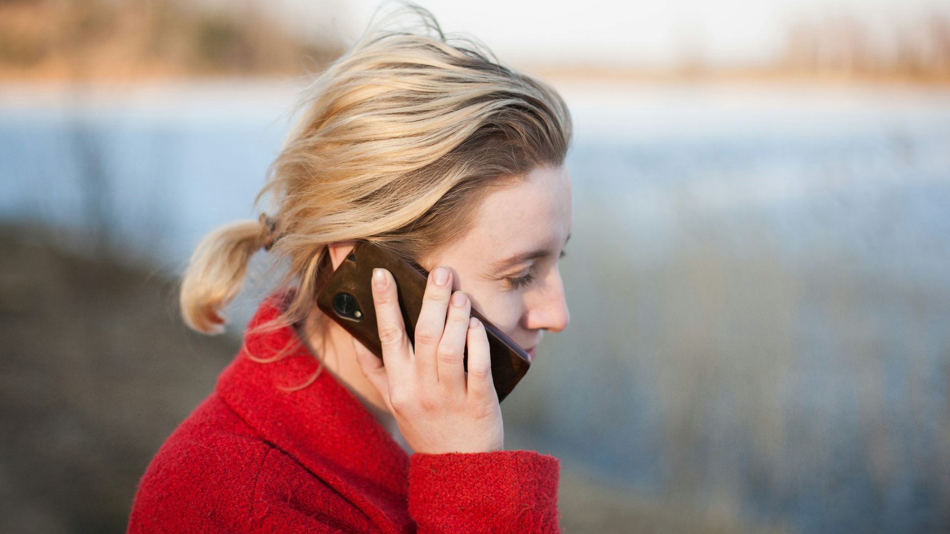 woman taking phone call