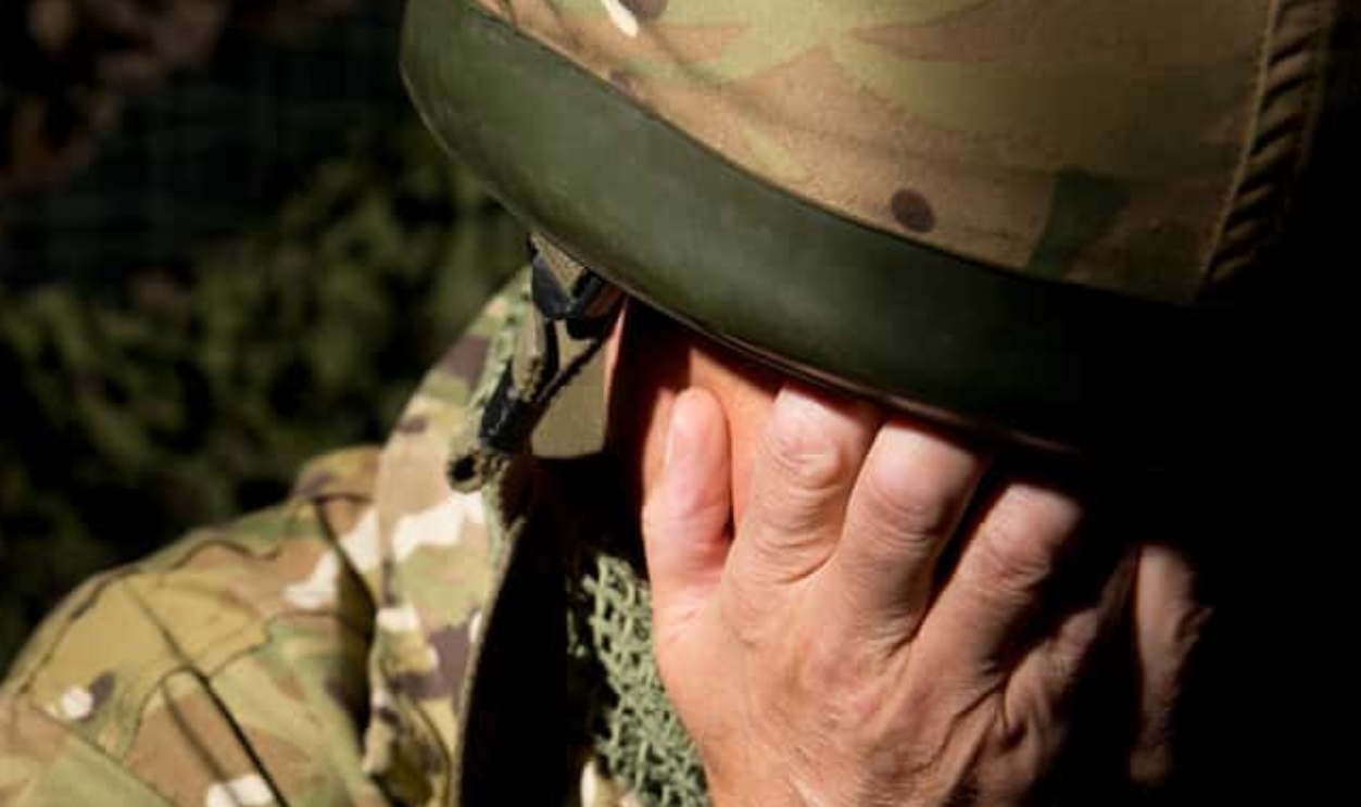 British Soldier With Head In Hands, Shutterstock, 395191282