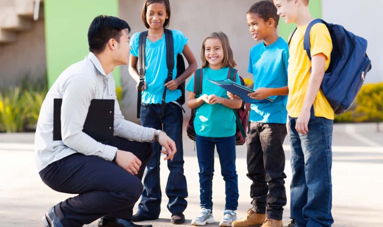 Cute Elementary Pupils Outside Classroom, Shutterstock, 147614441