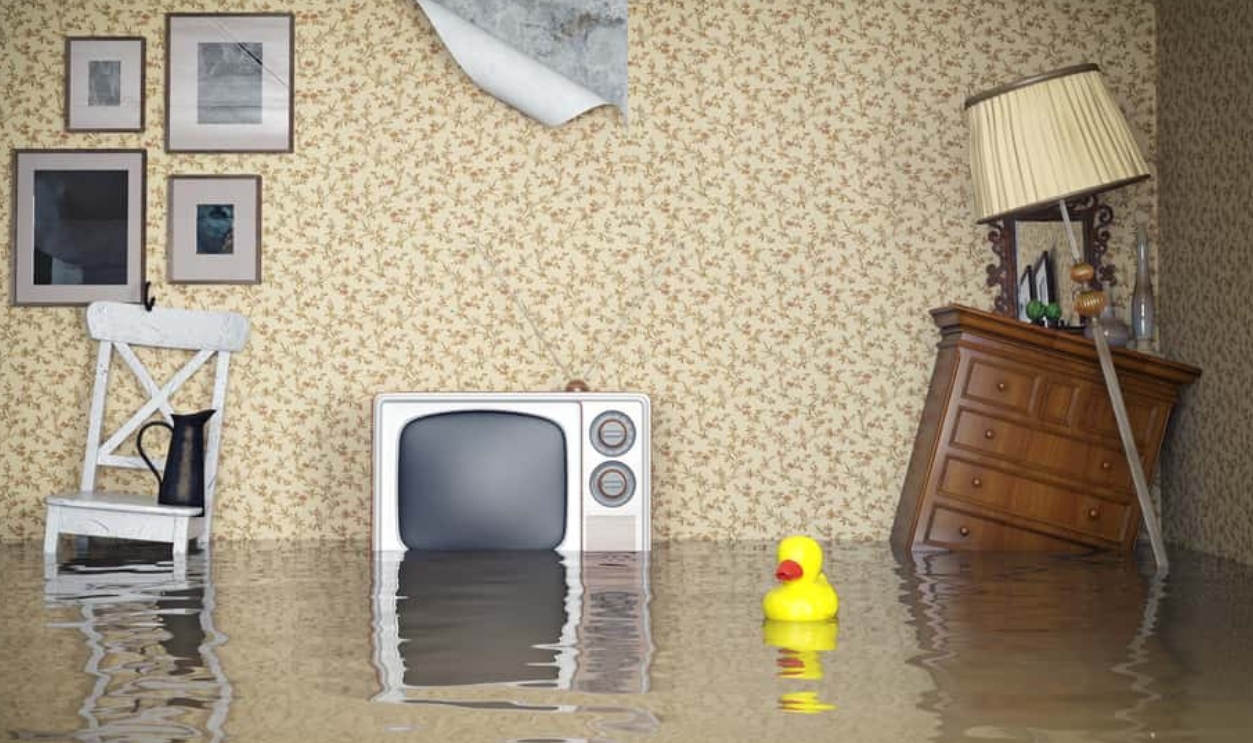 Flooded Vintage Interior. 3D Concept , Shutterstock, 196921499