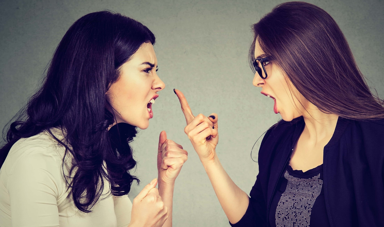 Two Women Screaming, Shutterstock, 632987981