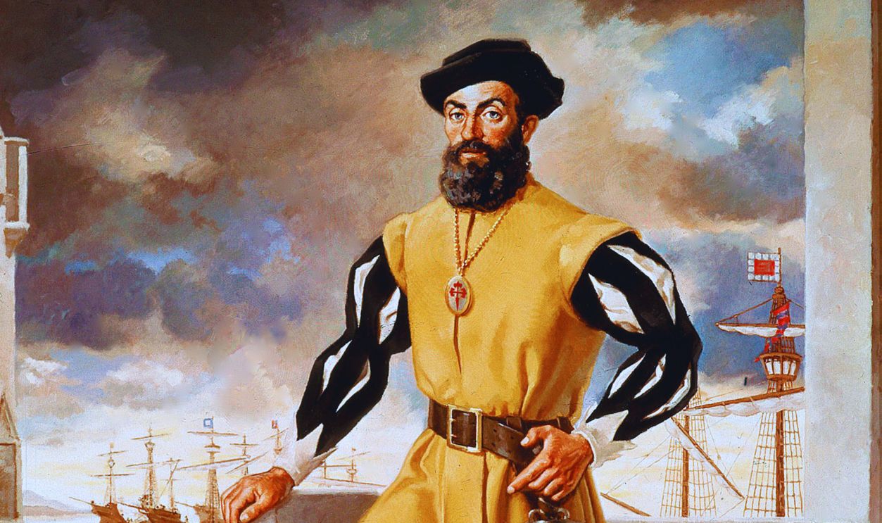 Gettyimages - 1354444872, Ferdinand Magellan. Ferdinand Magellan c. 1480-April 27, 1521) was a Portuguese explorer. He was born at Sabrosa, in northern Portugal, but later obtained Spanish nationality in order to serve King Charles I of Spain in search of a westward route to the Spice Islands (modern Maluku Islands in Indonesia). 