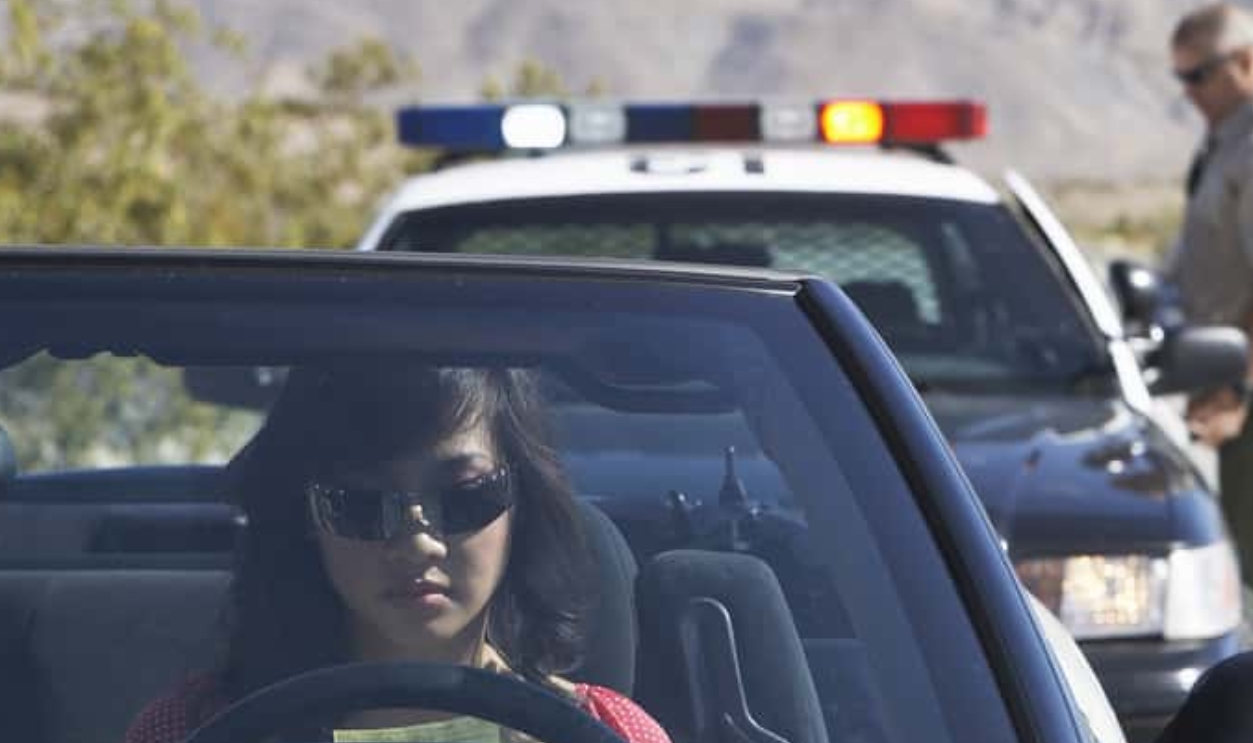 Woman Sitting In Car Being Pulled Over By Police Officer, Shutterstock, 144637676