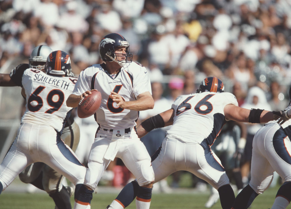Bubby Brister #6, Quarterback for the Denver Broncos during the American Football Conference West game