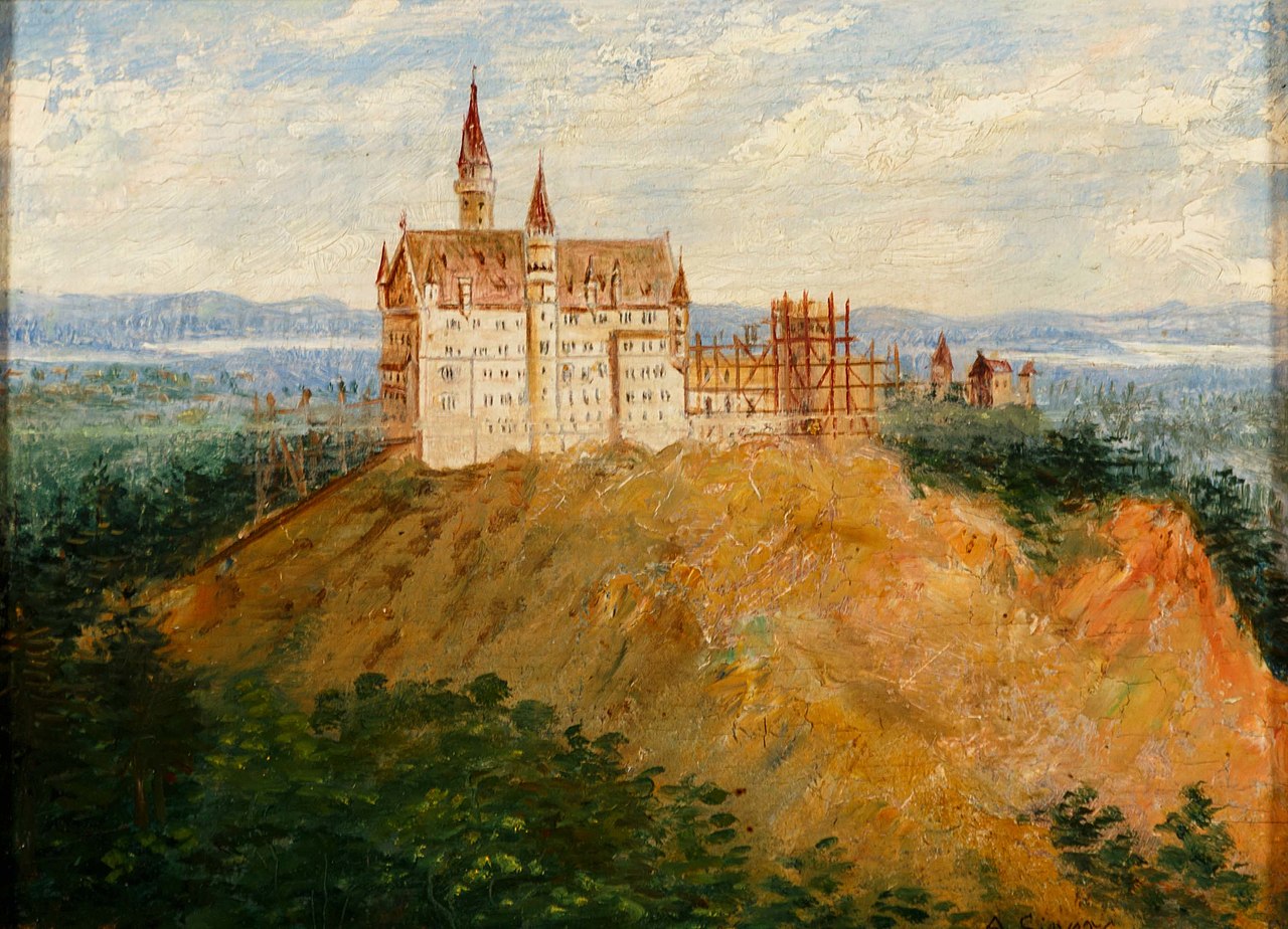 View of Neuschwanstein Castle under construction