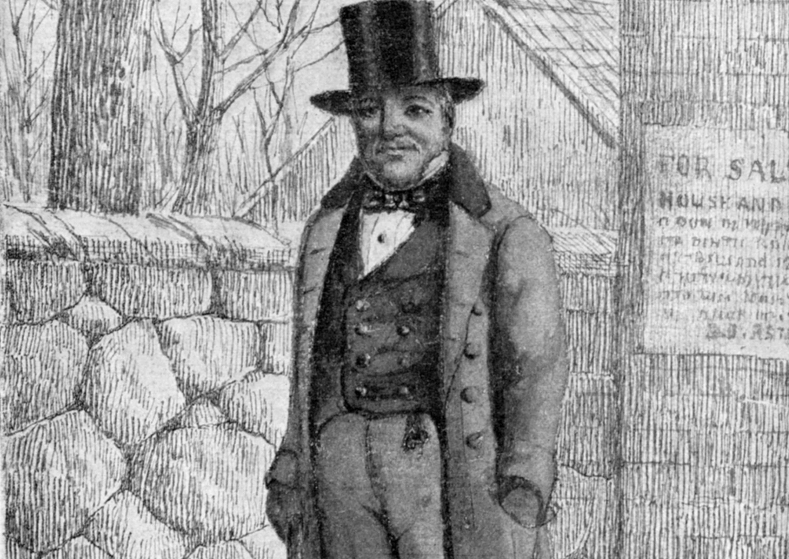 Full length portrait of John Jacob Astor (1763 - 1848), the German-born American fur magnate and financier wearing suit and a hat