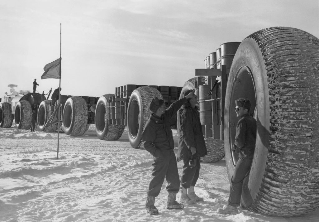 A LeTourneau LCC-1 Sno-Train carrying supplies near Camp Century