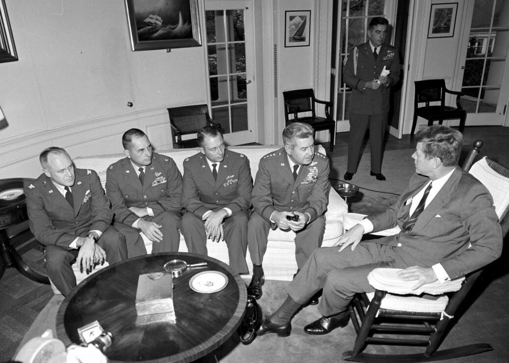 President John F. Kennedy is informed of the Cuban Missile Crisis