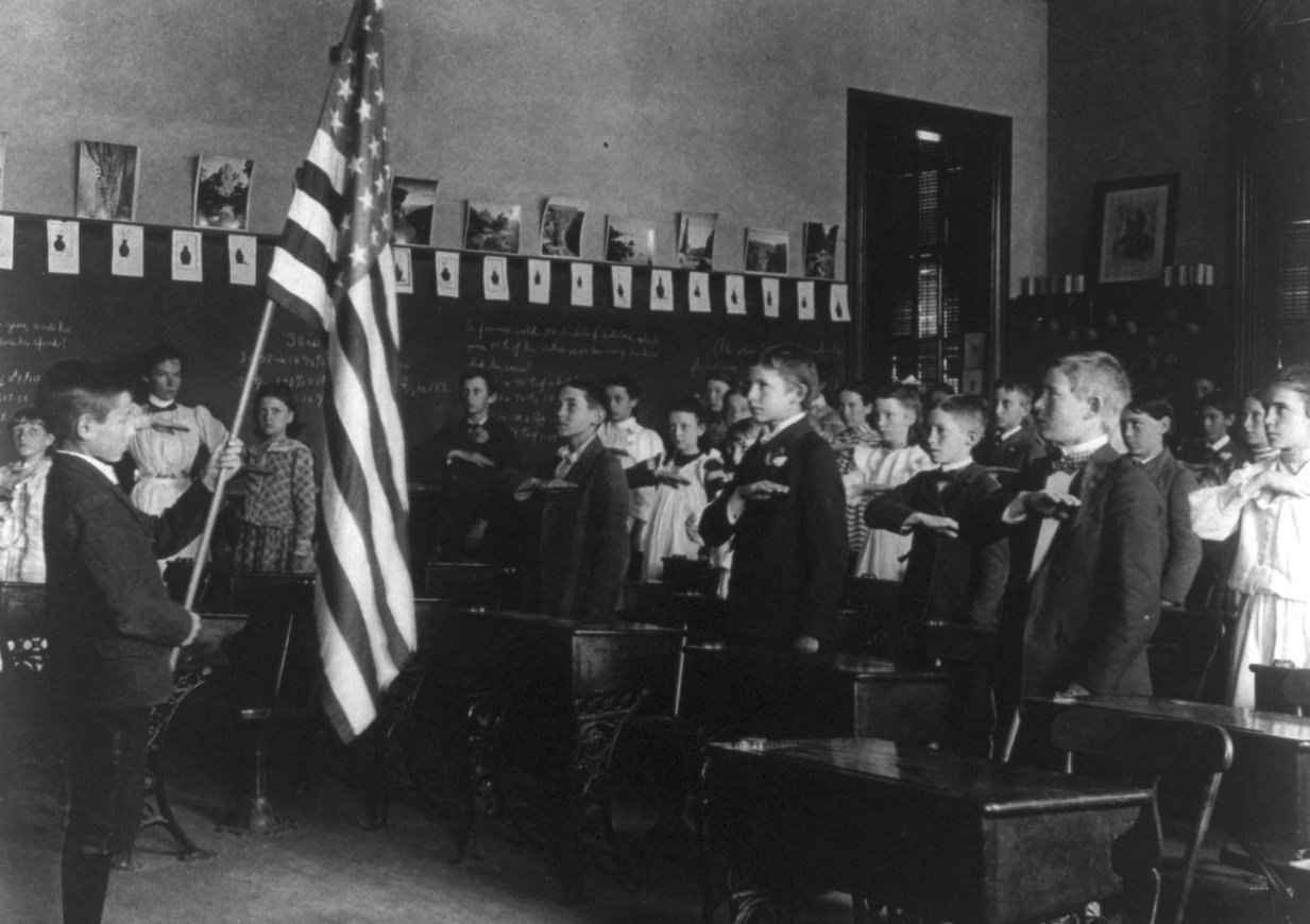 Students pledging to the flag, 1899