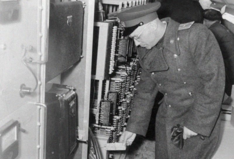 Soviet officer inside the tunnel