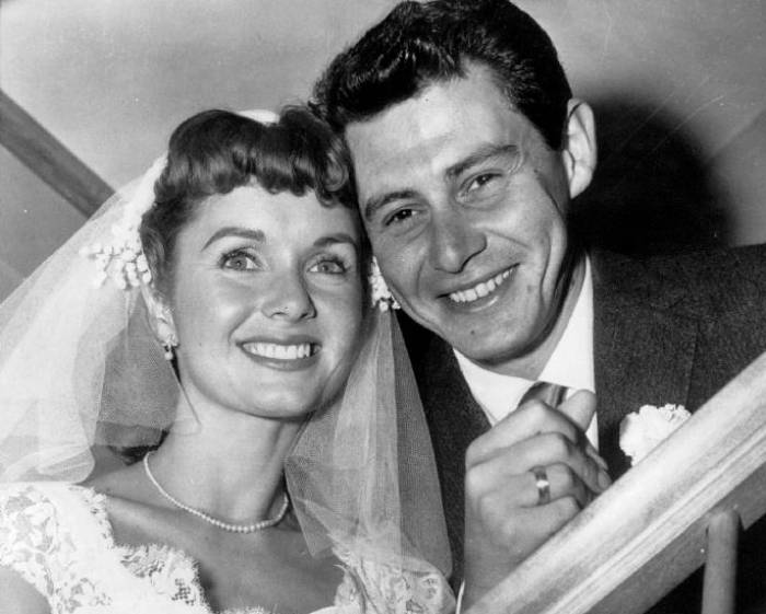 Debbie Reynolds and Eddie Fisher on their wedding day