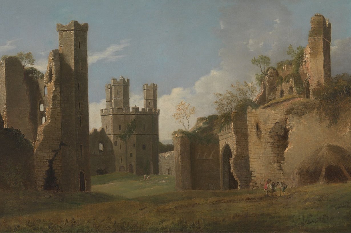 A painting of Caenarfon castle during daytime