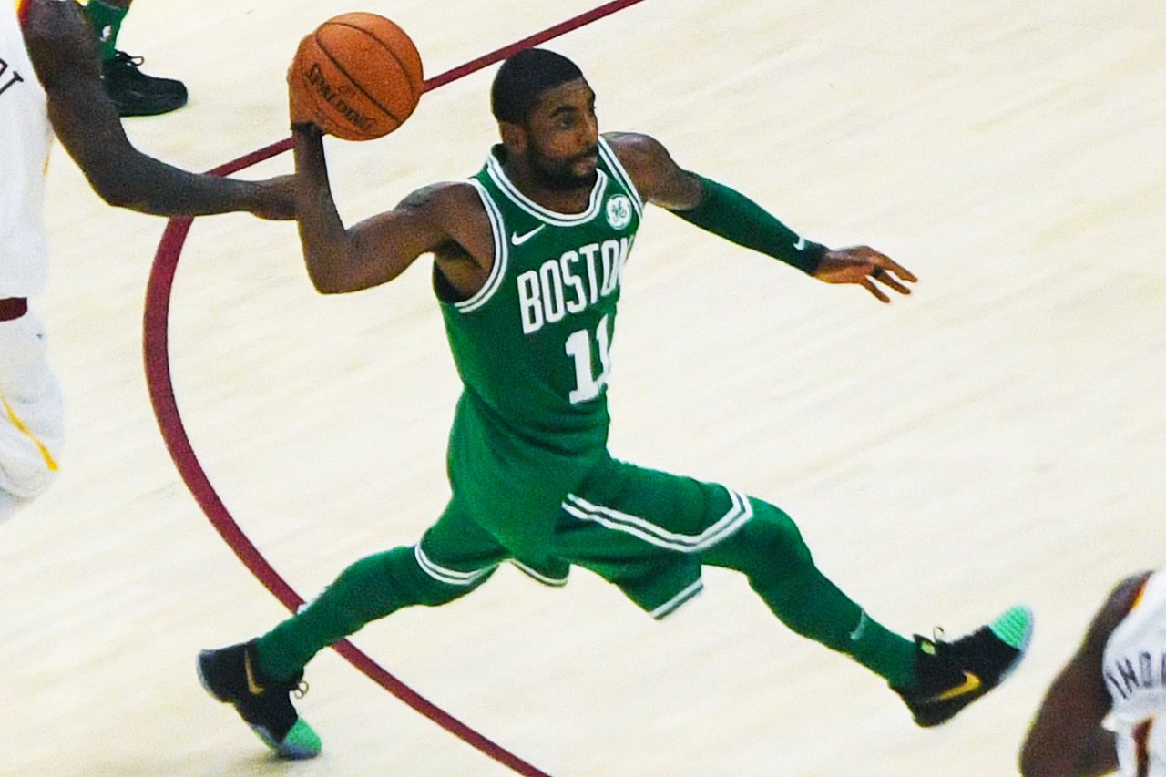 Kyrie Irving in his debut for the Celtics against his former team, the Cavaliers