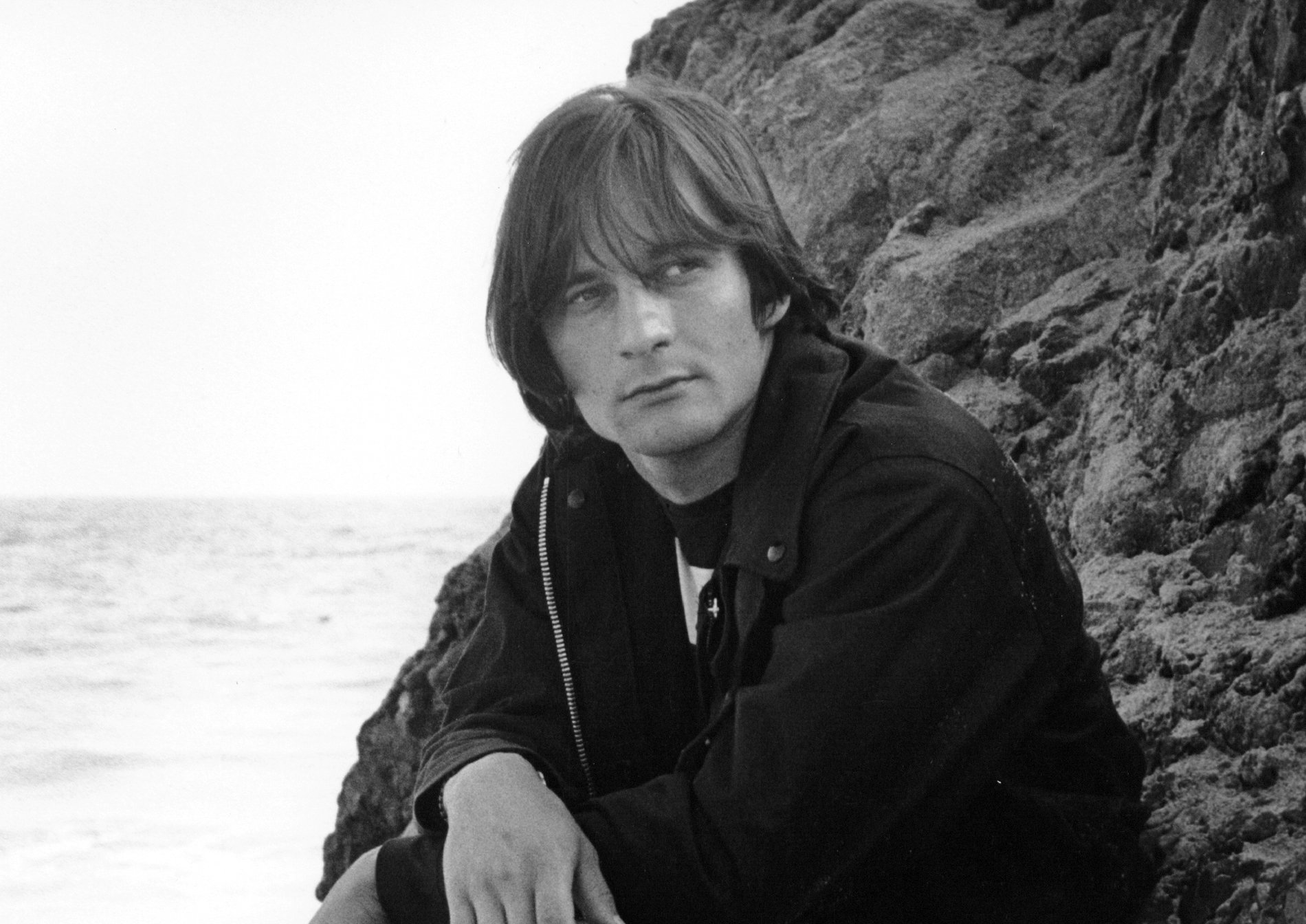 Grayscale Portrait Photo of Singer and songwriter Gene Clark
