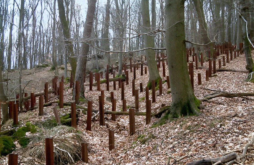 Anti-tank rails at casemate number 9 of the Hochwald Ditch