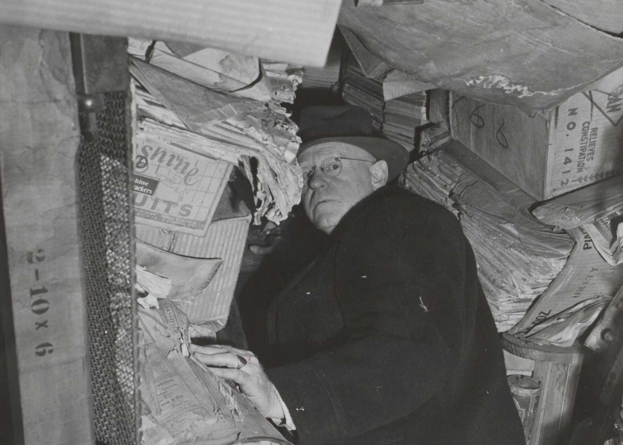 New York Housing Authority Chief Inspector John O'Connor in Collyer Brothers' Fifth Avenue mansion