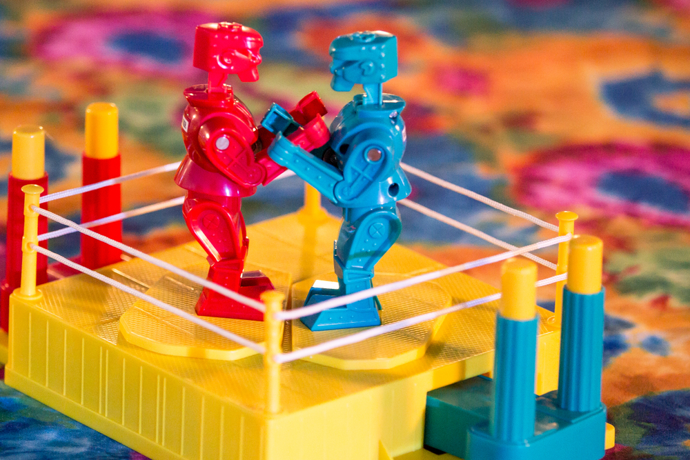 Kids brightly colored boxing robots