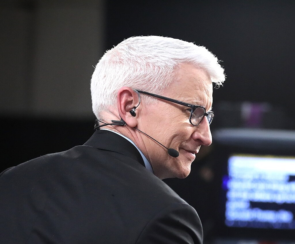 Anderson Cooper speaking in the spin room following the CNN Republican Presidential Debate - 2014