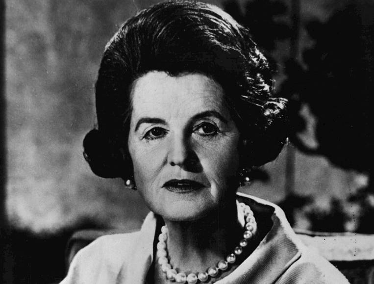 Rose Kennedy in jacket and pearls