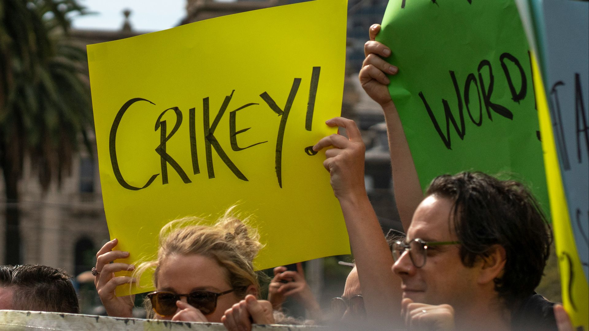 group of protesters with signs