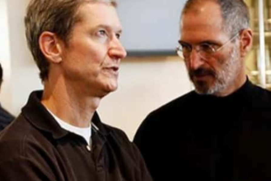 Tim Cook and Steve Jobs talking to each other