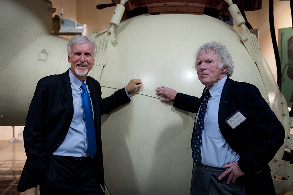 Don Walsh And James Cameron In Front Of The Bathyscaph Trieste