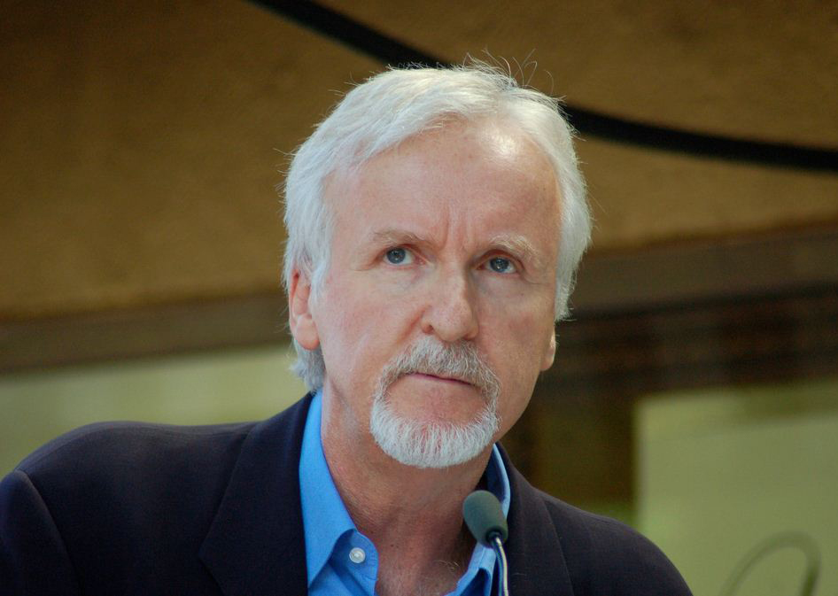 James Cameron giving interview