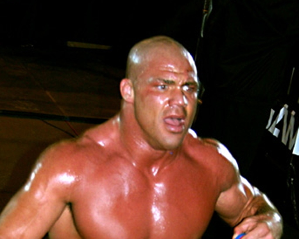 Kurt Angle during a WWE house show held in Kitchener, Ontario, Canada on January 22, 2005.