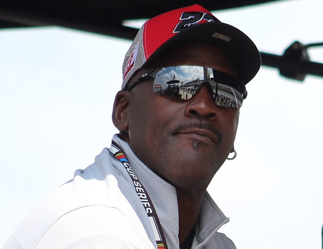 Michael Jordan looking at side.