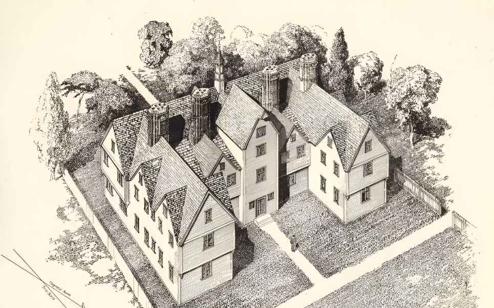 Harvard College's first building (1638-1670)