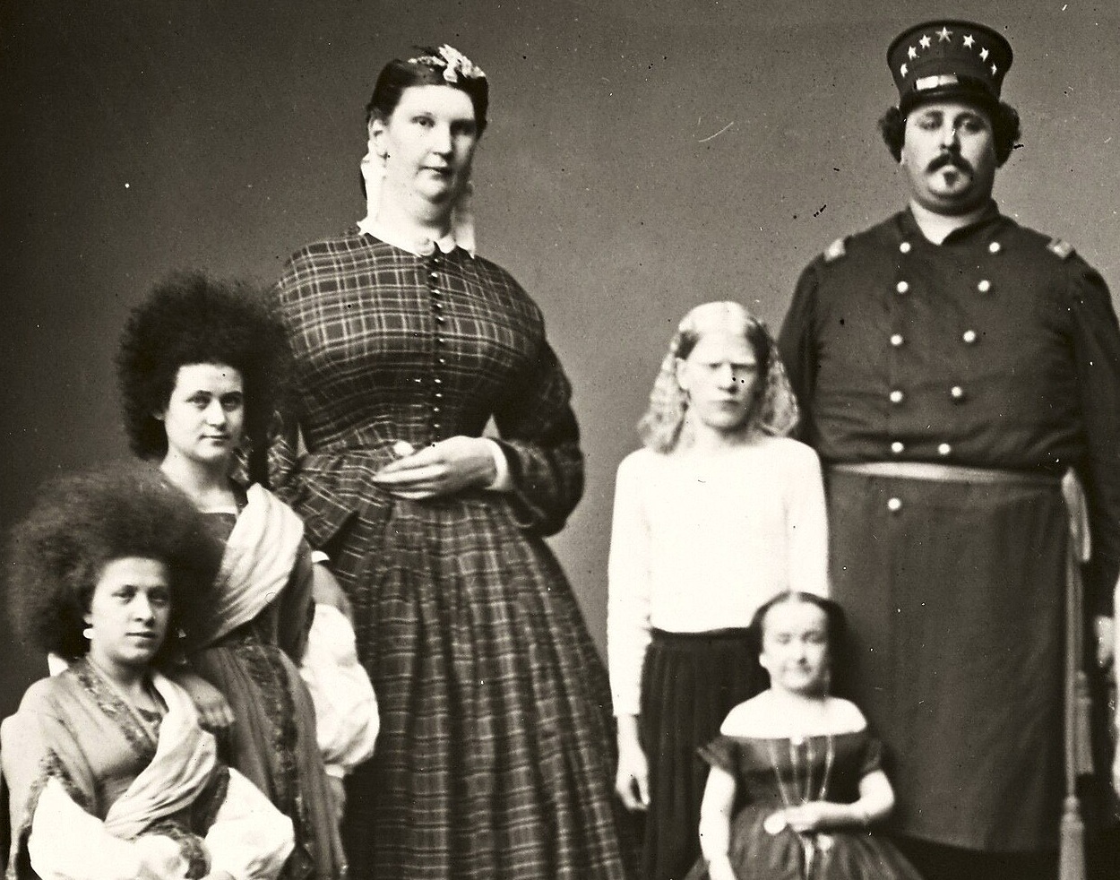 Barnum group of performers including giant Anna Swan - circa 1865