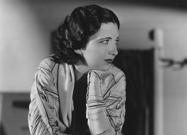 Grayscale Portrait Photo of American stage and film actress Kay Francis