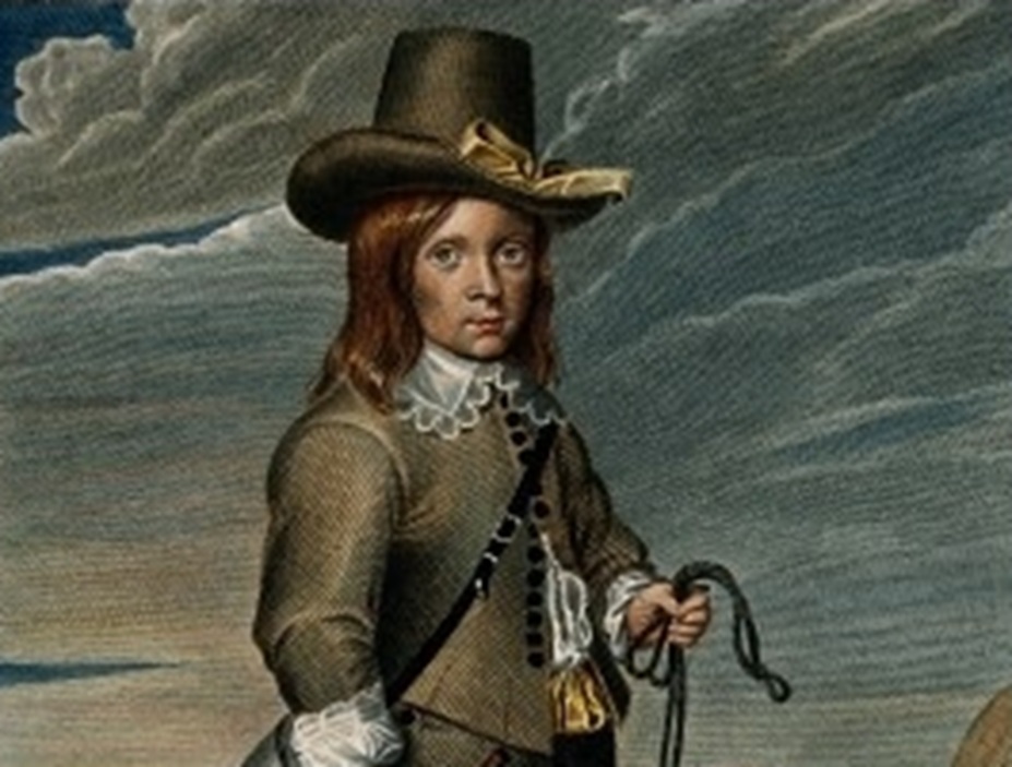 Jeffery Hudson, a dwarf. Coloured engraving by J. Stow, 1810