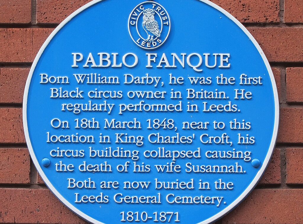 Leeds Civic Trust plaque of circus proprietor Pablo Fanque