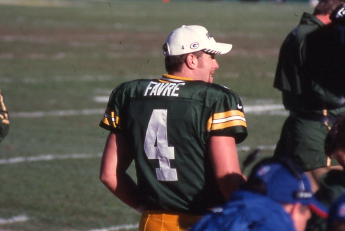 Brett Favre wearing jersey