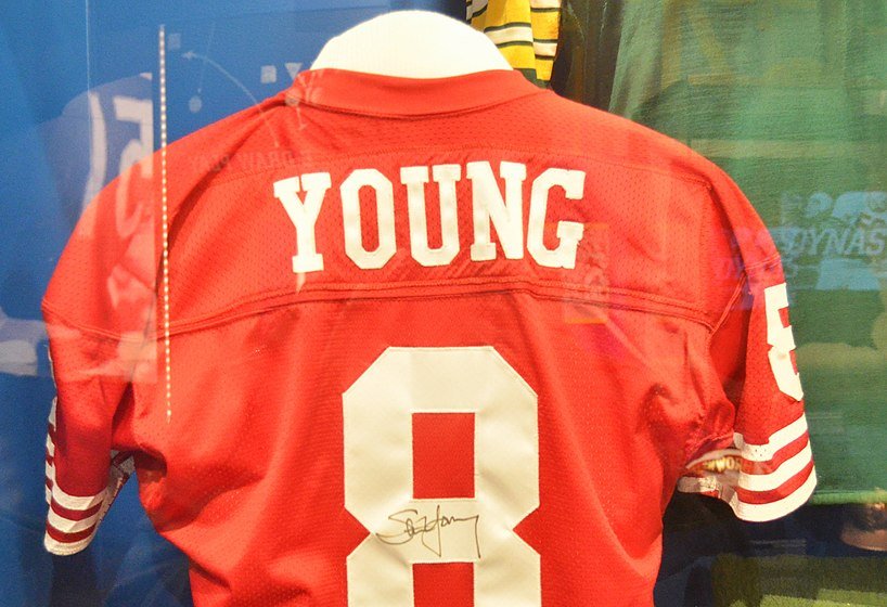 Steve Young jersey shown at Pro Football Hall of Fame