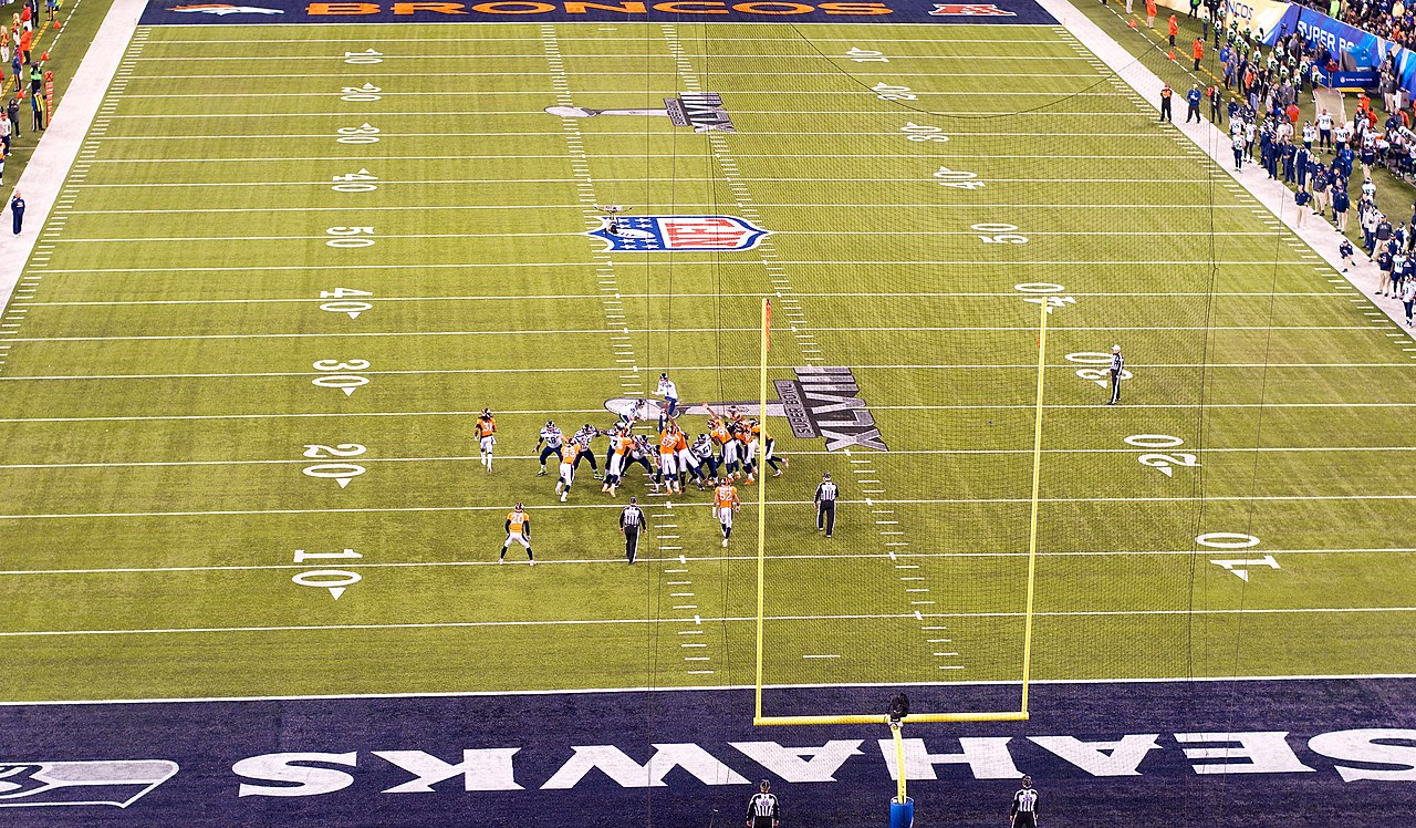 Seattle Seahawks kicking a field goal during the Super Bowl XLVIII vs. Denver Broncos