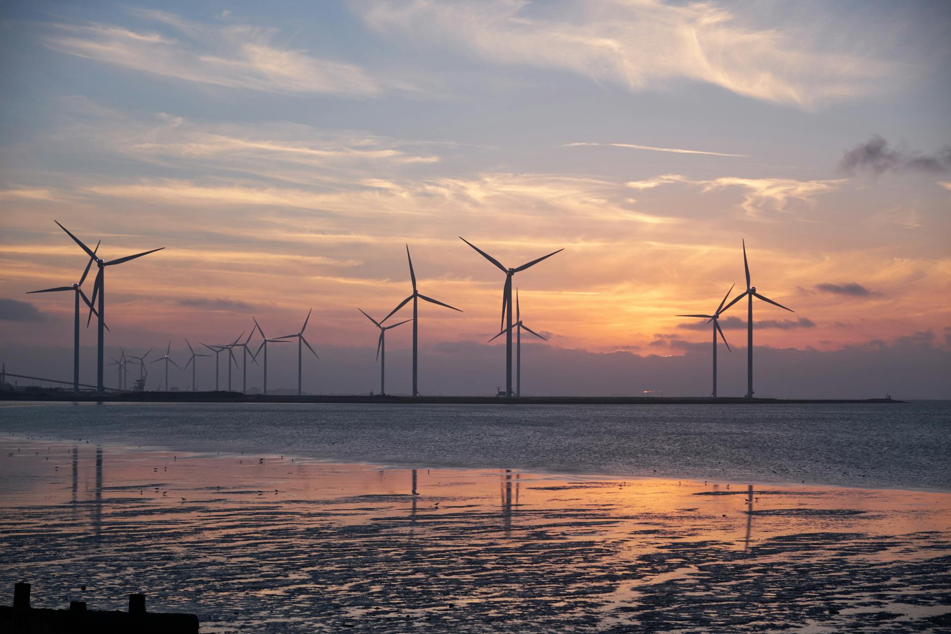 Wind Turbine Landscape during sunset