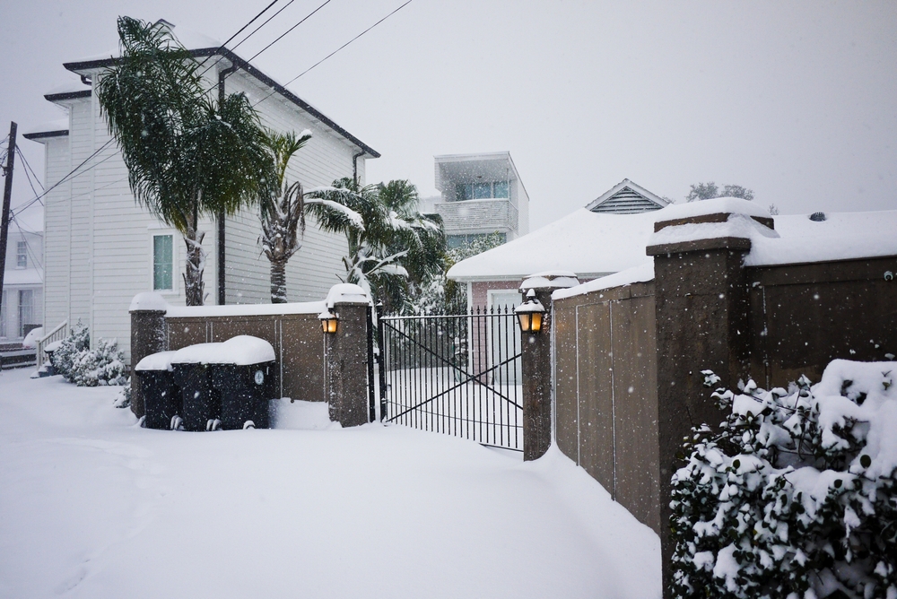 Snow during a blizzard in New Orleans, Louisiana