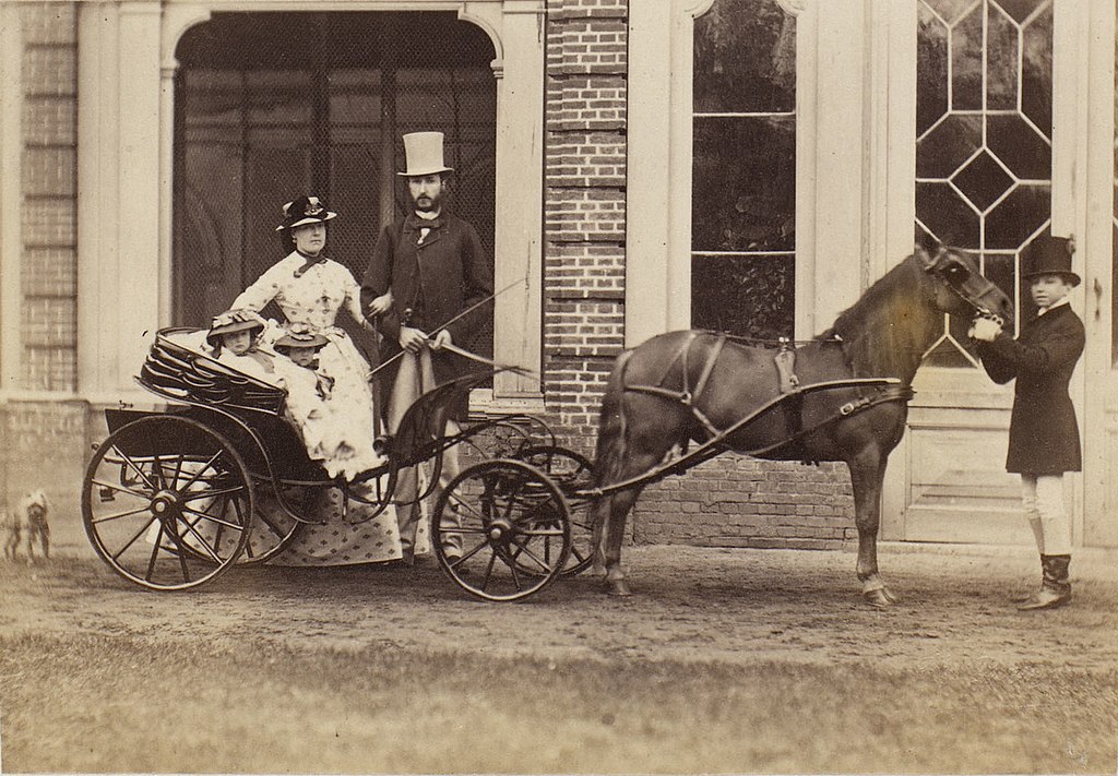 King Leopold II With Queen Marie Henriette And Their Two Older Children - 1862