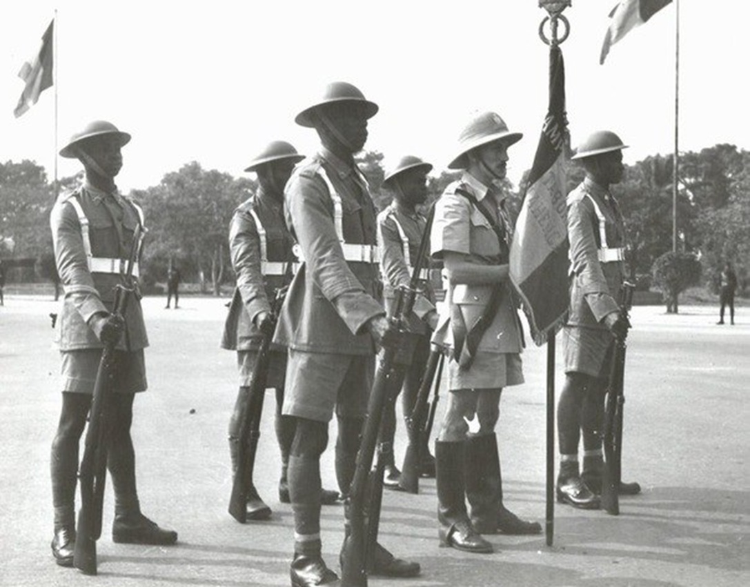 Members of the Force Publique on parade - 1940s